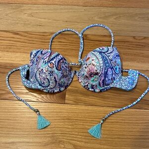Victoria’s Secret Colorful Paisley Push-Up Bikini Top with Tassels, 32B